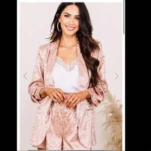 Blush Pink Satin Leopard Shorts